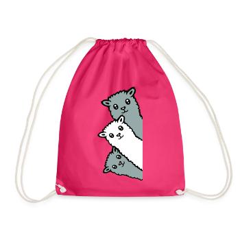 3 Alpagas Lamas Regardant Curieux Têtes D’animaux Joie - Sac de sport léger - fuchsia - Devant