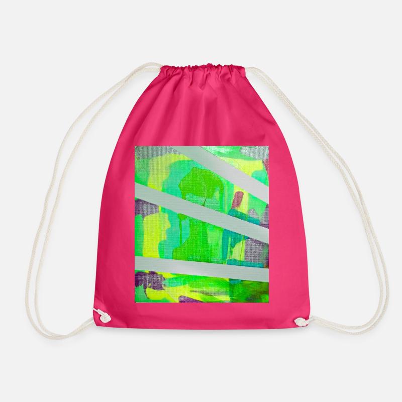 Neon Kaleido Abstract - Drawstring Bag - fuchsia