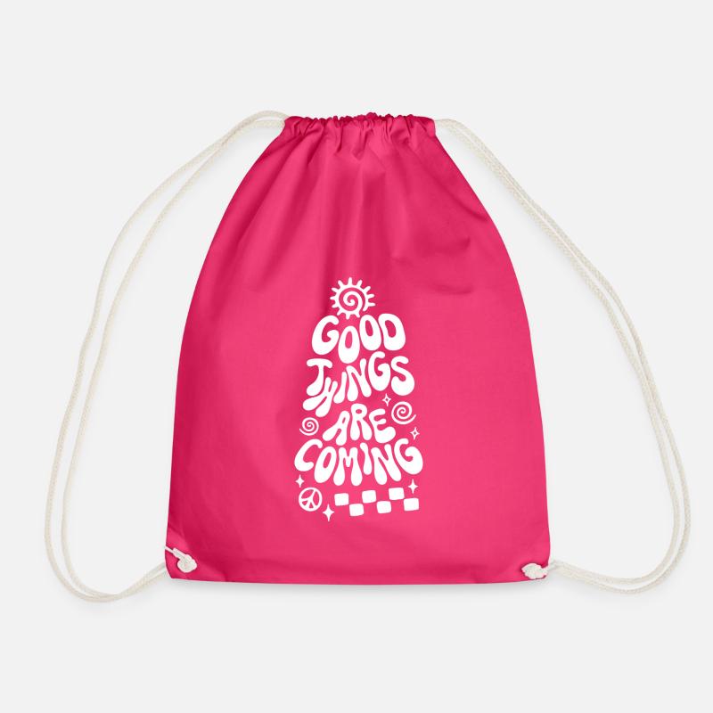 Good Things are Coming Retro Saying - Drawstring Bag - fuchsia