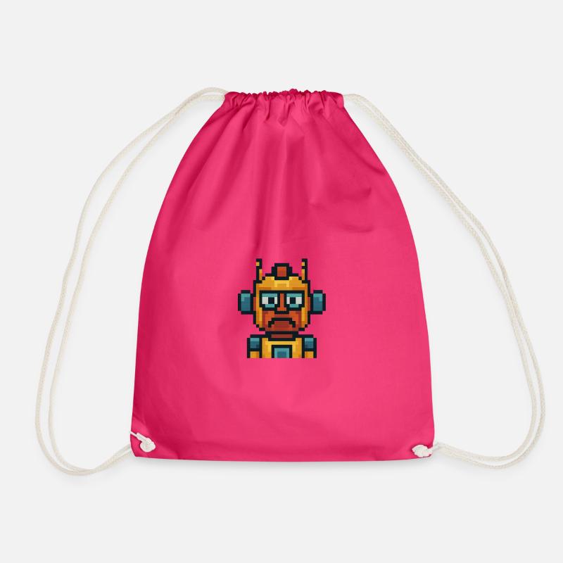 Robot pixels - Drawstring Bag - fuchsia