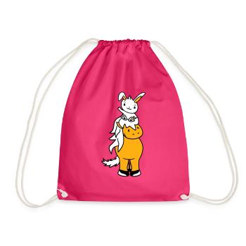 Hase Pferd reiten Reiter Pony Pferdchen winken Süß - Turnbeutel - Fuchsia - Vorne
