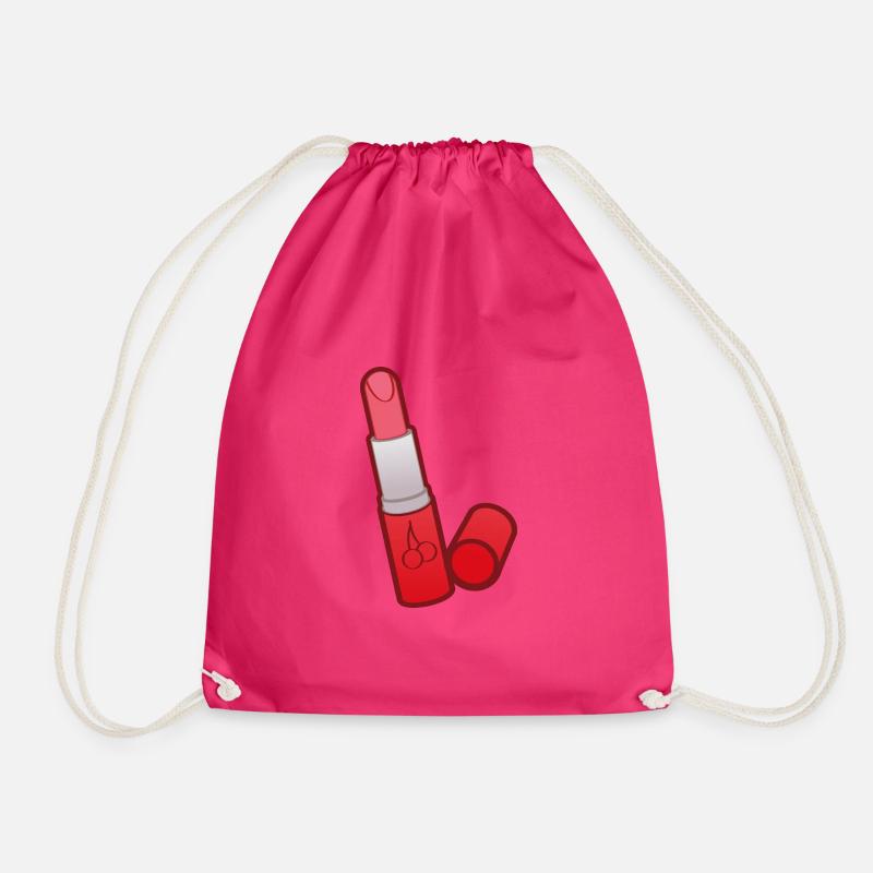 Niedliche Zeichnung Vectoring Lippenstift Kirsche - Turnbeutel - Fuchsia