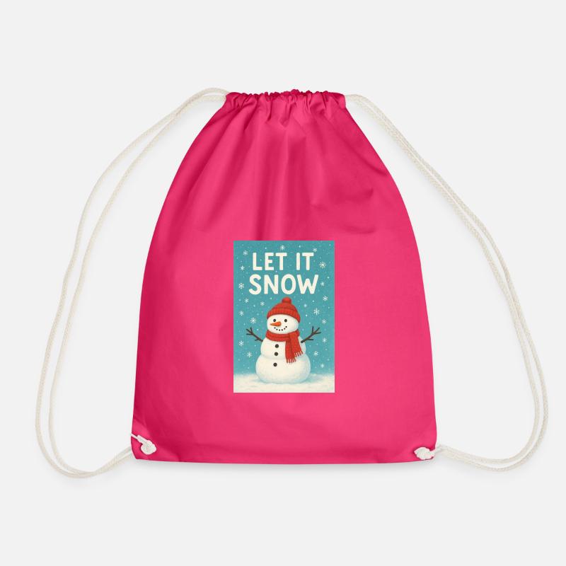 Let It Snow Snowman Design - Turnbeutel - Fuchsia