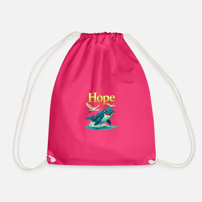 Hope by the Sea Whale - Drawstring Bag - fuchsia