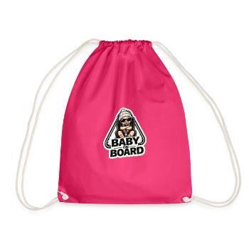 Baby on Board Sticker  - Turnbeutel - Fuchsia - Vorne