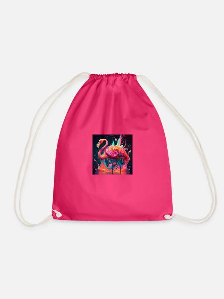 Farbiger Flamingo, einzigartiges Design - Turnbeutel - Fuchsia
