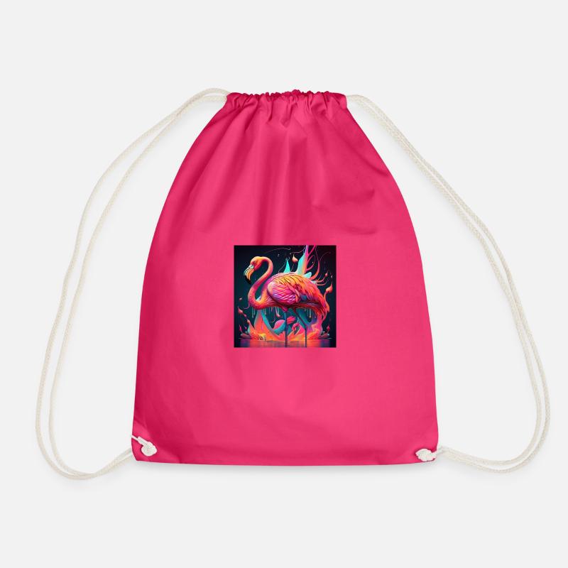 Farbiger Flamingo, einzigartiges Design - Turnbeutel - Fuchsia