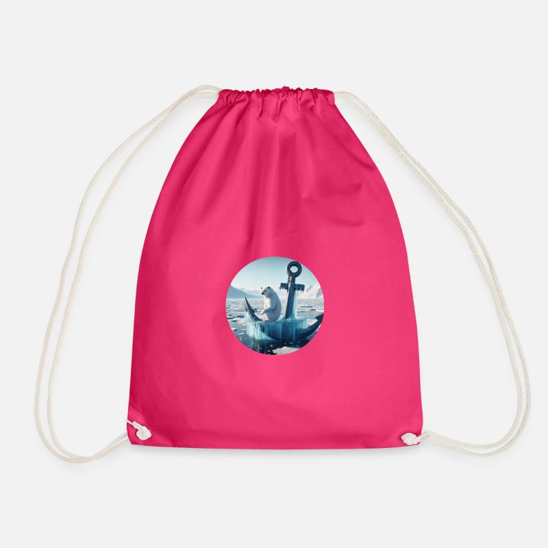 Eisbär auf Anker in Schnee Landschaft - Turnbeutel - Fuchsia