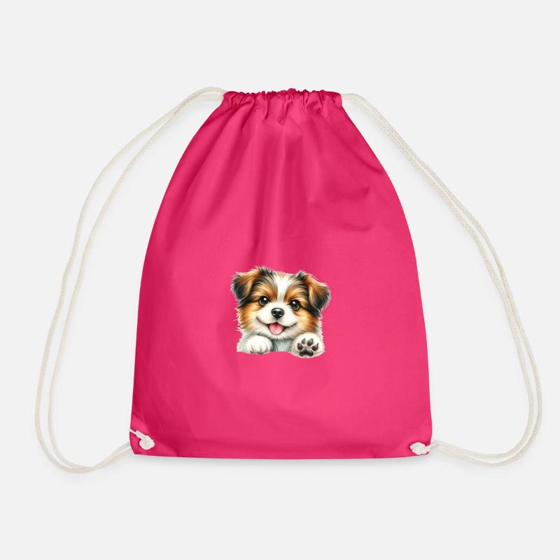 Cute dog - Drawstring Bag - fuchsia
