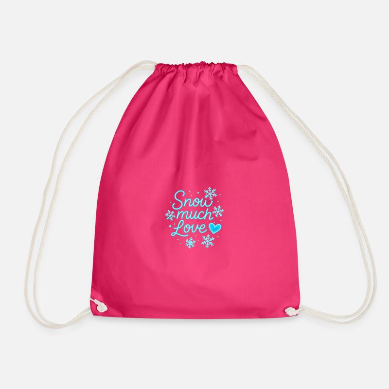 Snow Much Love Neon Lettering - Drawstring Bag - fuchsia