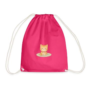 Cat - Drawstring Bag - fuchsia - Front
