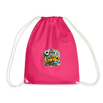 Büro vs Freizeit Schild - Turnbeutel - Fuchsia - Vorne