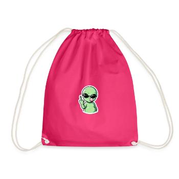 Alien with Sunglasses Blowjob Groove - Drawstring Bag - fuchsia - Front