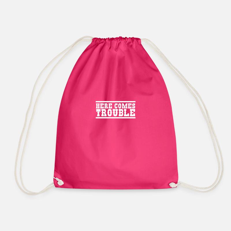 Here comes trouble - Drawstring Bag - fuchsia