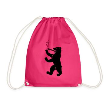 berliner_baer_raucht_weed_02 - Turnbeutel - Fuchsia - Vorne