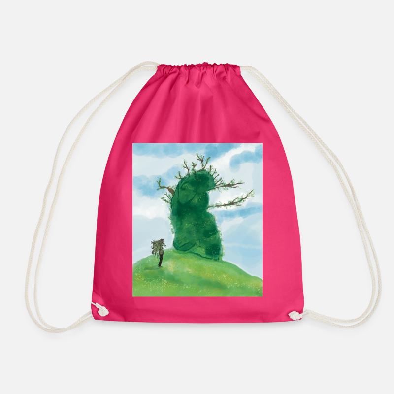 Whimsical Nature Friendship Scene - Drawstring Bag - fuchsia