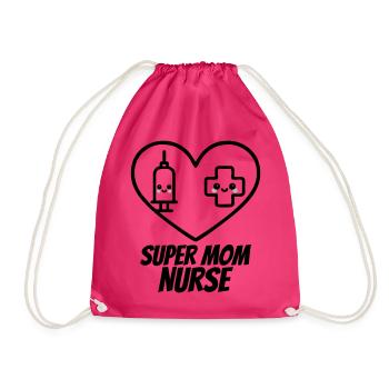 Super Mama Krankenschwester – Medizin Herz - Turnbeutel - Fuchsia - Vorne