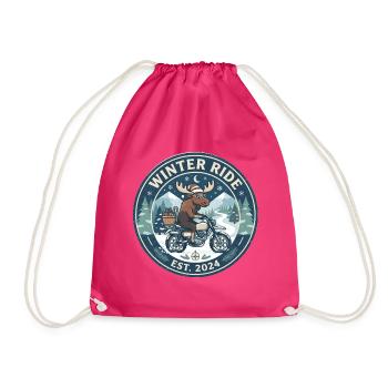 Winterfahrt: Elch auf Motorrad - Turnbeutel - Fuchsia - Vorne