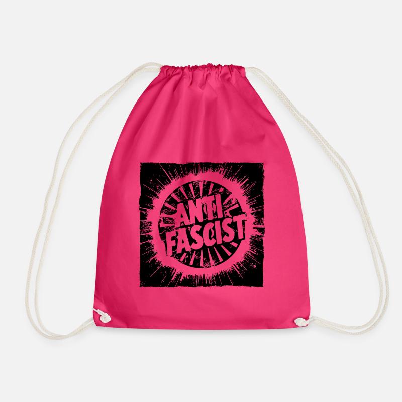 anti-fascist anti-fascist - Drawstring Bag - fuchsia