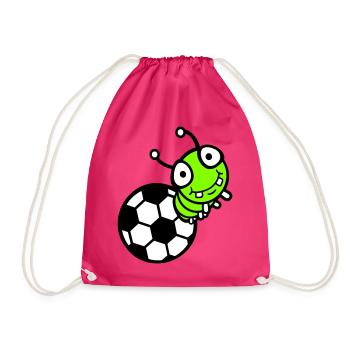 Caterpillar Football Hole Ball Comic Funny Cute Sports Cute - Drawstring Bag - fuchsia - Front