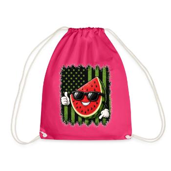 Wassermelone USA Amerikanische Flagge Sonnenbrille - Turnbeutel - Fuchsia - Vorne