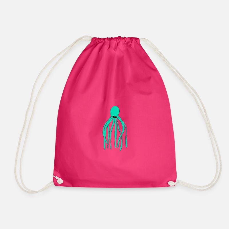 Oktopus türkis - Turnbeutel - Fuchsia