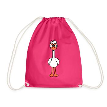 Bird looks funny, annoyed, tired, angry, frustrated - Drawstring Bag - fuchsia - Front