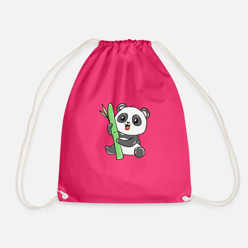 panda - Drawstring Bag - fuchsia