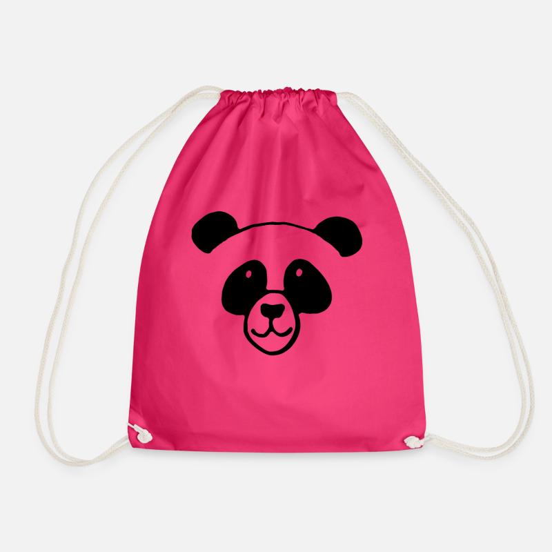 Panda face - Drawstring Bag - fuchsia