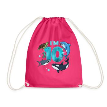 10. Geburtstag Unterwasserwelt - Turnbeutel - Fuchsia - Vorne
