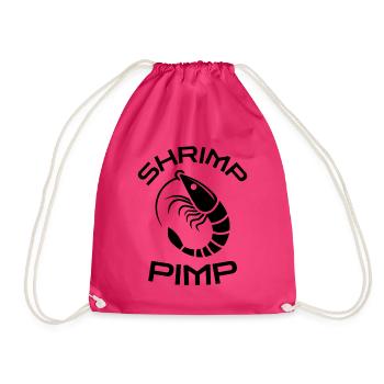 Shrimp Pimp Lustiges Garnelen Motiv Fischer Humor - Turnbeutel - Fuchsia - Vorne