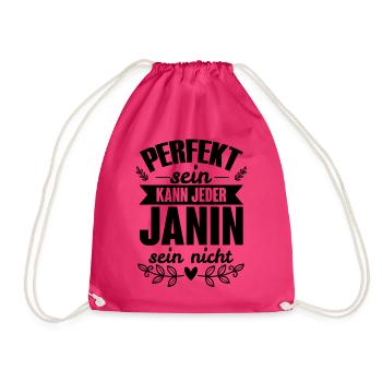 Janin - Perfekt Sein Kann Jeder Janin Sein Nicht - Turnbeutel - Fuchsia - Vorne