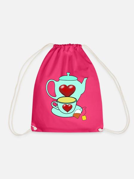Frühstück Teekanne Tee Tasse Morgens - Turnbeutel - Fuchsia