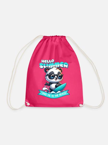 Panda Surfer Sommer - Turnbeutel - Fuchsia