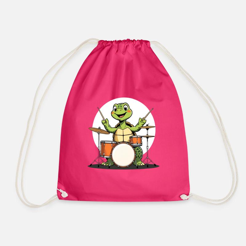 Schildkroete am Drumset - Turnbeutel - Fuchsia