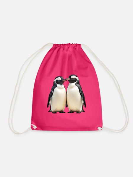 Kuschelpinguin-Duo im Blick - Turnbeutel - Fuchsia