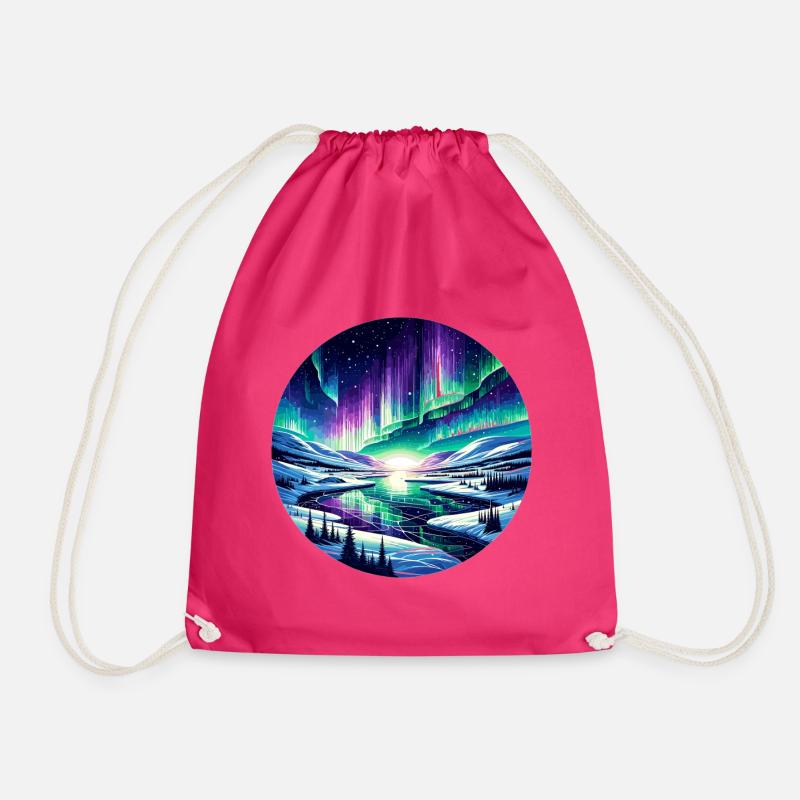 Nordlichtlandschaft am Eisfluss - Turnbeutel - Fuchsia