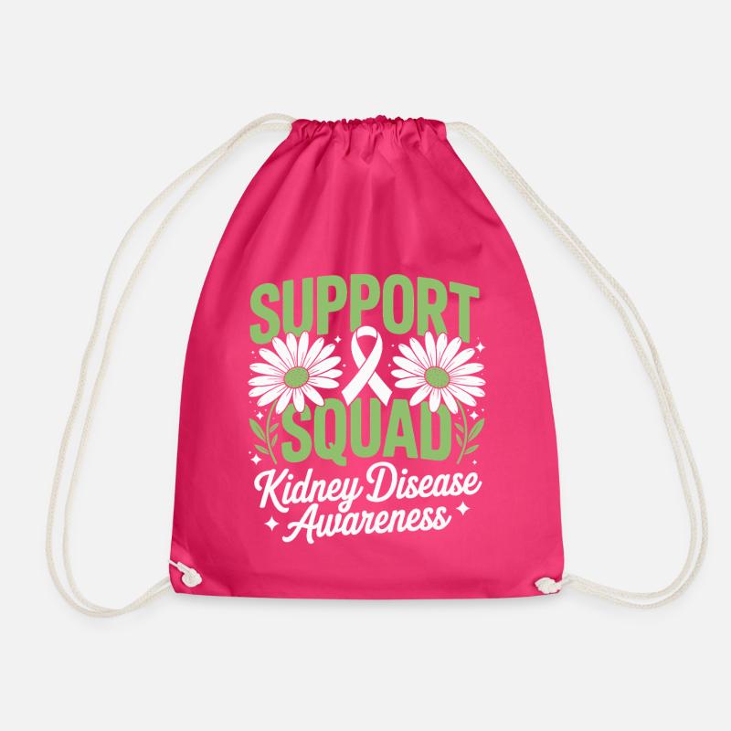 Support Squad Kidney Awareness - Drawstring Bag - fuchsia