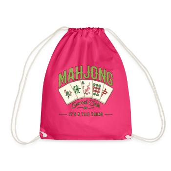 Mahjong-Spiel Sozialclub-Mahjong-Spieler - Turnbeutel - Fuchsia - Vorne