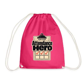 Homeroom Teacher Gift Attendance Hero First Day of - Drawstring Bag - fuchsia - Front