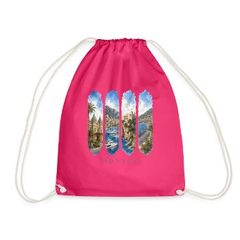 Monaco Travel – Yachthafen & Glamour Motiv - Turnbeutel - Fuchsia - Vorne