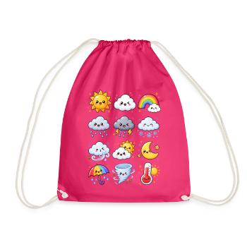 Kawaii Wetter | Sonne, Regen & Gewitter - Turnbeutel - Fuchsia - Vorne