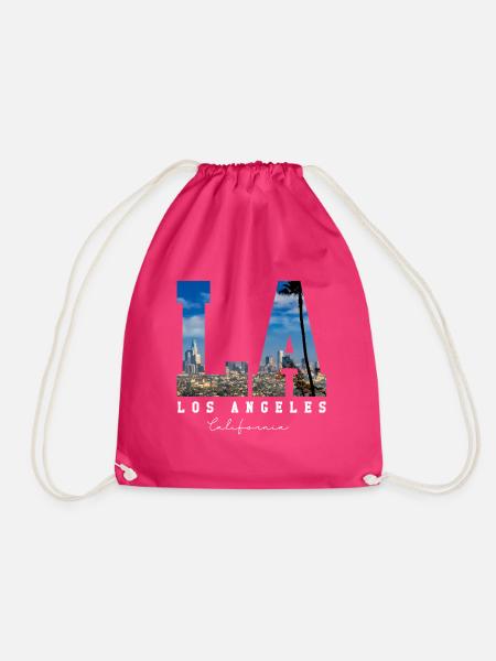 LA Los Angeles Skyline Palmen Kalifornien - Turnbeutel - Fuchsia