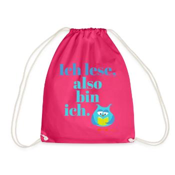 Ich lese, also bin ich! - Turnbeutel - Fuchsia - Vorne