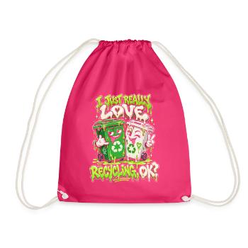 Ich Liebe Recycling OK Neon Slime - Turnbeutel - Fuchsia - Vorne