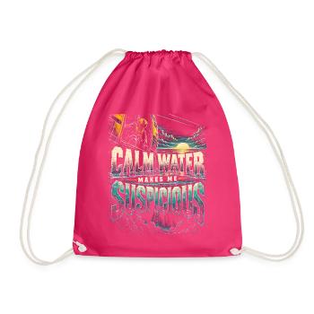 Rettungsschwimmer Calm Water Makes Me Suspicious - Turnbeutel - Fuchsia - Vorne