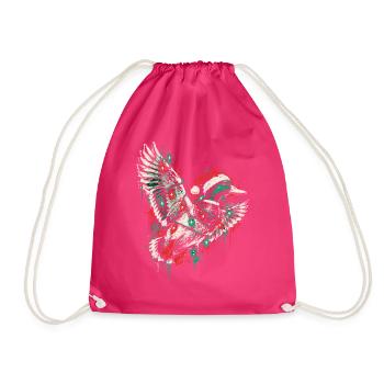 Weihnachts-Taube in Aquarellstil - Turnbeutel - Fuchsia - Vorne