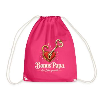 Bonus Papa Stiefvater Geschenk Papa aus Liebe - Turnbeutel - Fuchsia - Vorne