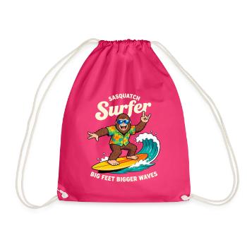 Sasquatch Surfer Big Feet Bigger Waves Cryptid - Turnbeutel - Fuchsia - Vorne