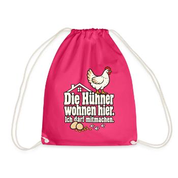 Hühnerhalter Hühnerhaltung Hühner Spruch - Turnbeutel - Fuchsia - Vorne